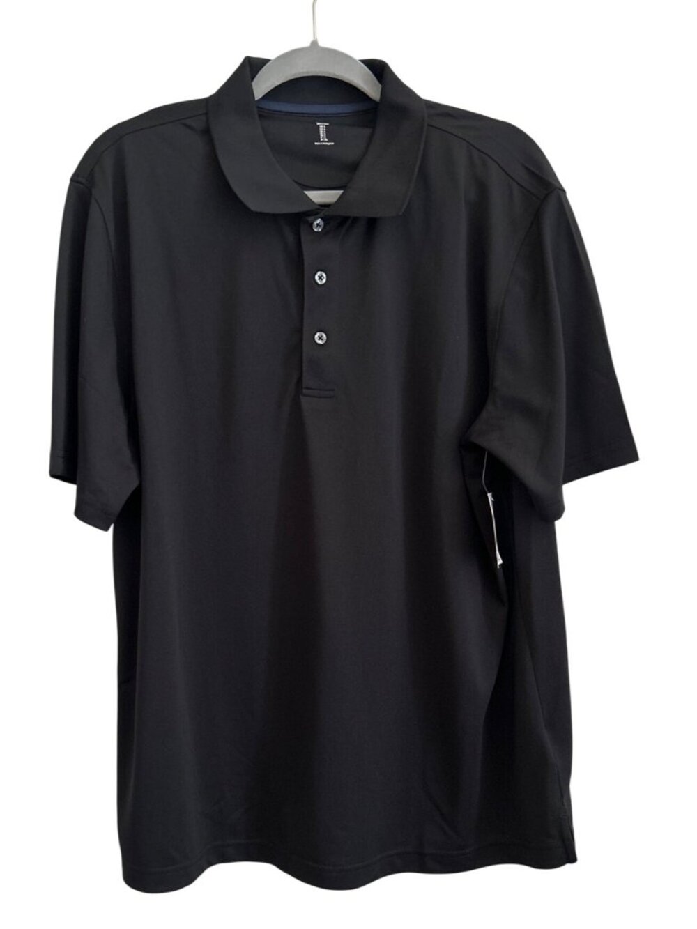 Mens Black Polo Shirt Regular Fit L Classic Everyday Wear Business Casual